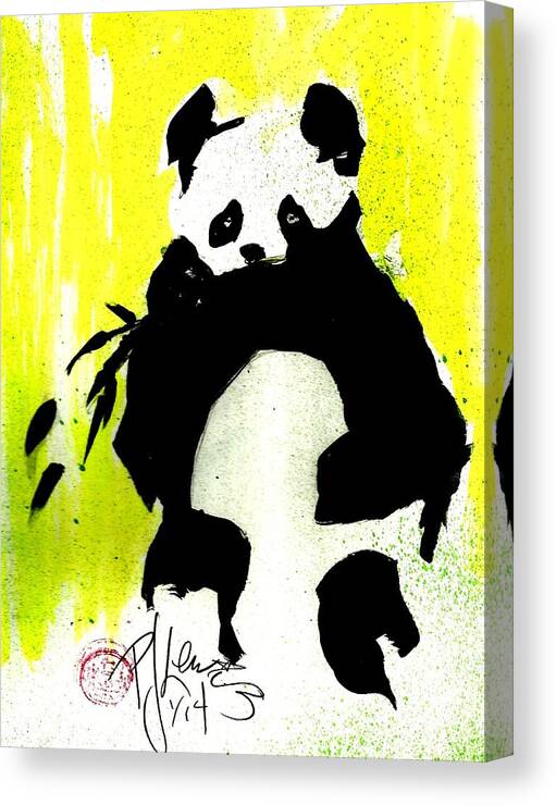 Panda Canvas Print featuring the painting Panda Haiku by PJ Lewis