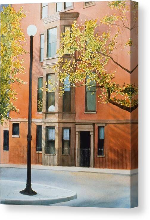 Watercolor Canvas Print featuring the painting Park Slope Sunset by Daniel Dayley