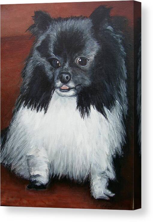 Dog Canvas Print featuring the painting Peanut by Cathy McGregor