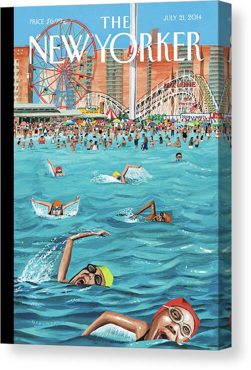 Beach Canvas Print featuring the painting Coney Island by Mark Ulriksen