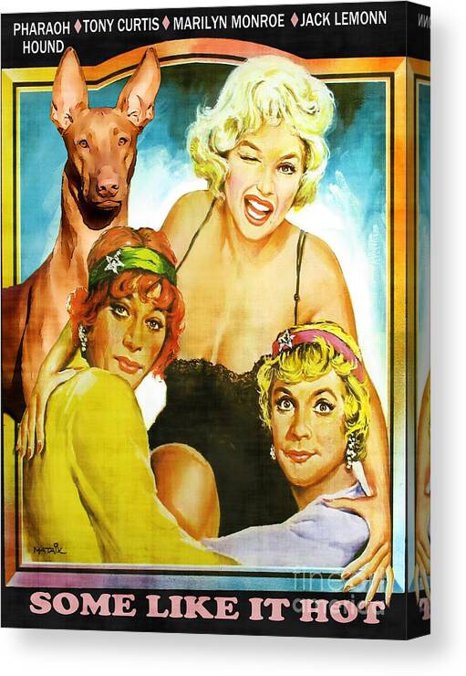 Pharaoh Hound Canvas Print featuring the painting Pharaoh Hound Art Canvas Print - Some Like It Hot Movie Poster by Sandra Sij
