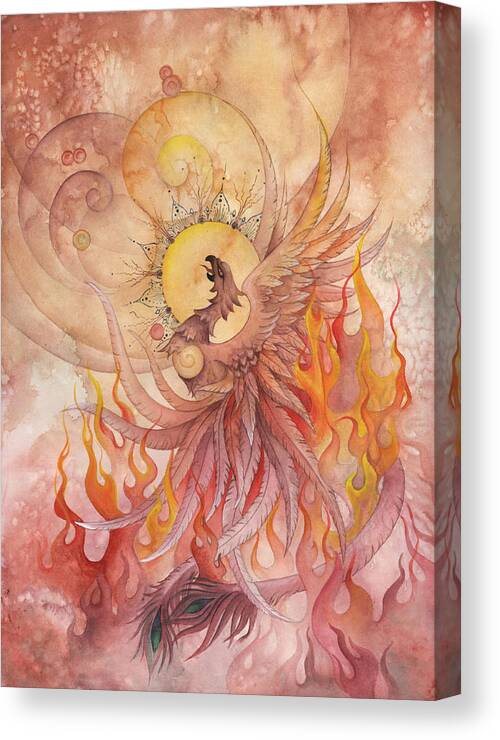Phoenix Rising Canvas Print featuring the painting Phoenix Rising by Ellen Starr
