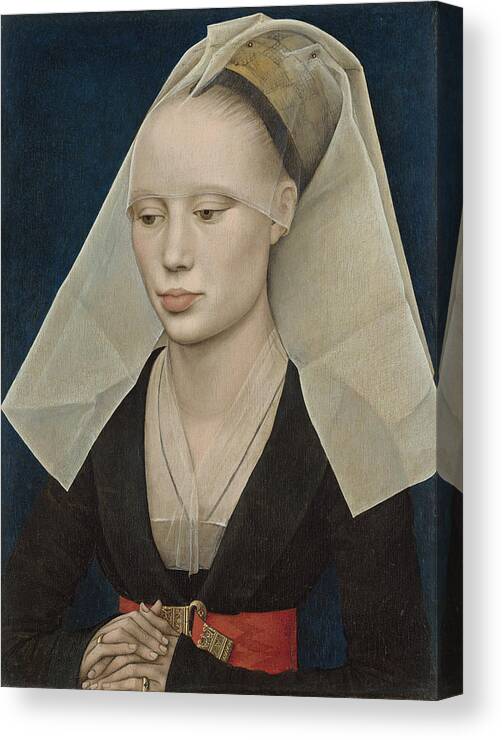 Female; Veil; Headdress; Northern; Renaissance; Half; Length Canvas Print featuring the painting Portrait of a Lady by Rogier van der Weyden