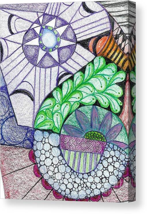 Zentangle Patterns Canvas Print featuring the mixed media Prisma by Ruth Dailey
