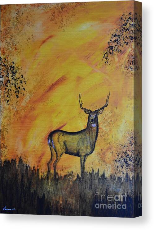 Buck Canvas Print featuring the painting Quiet Time3 by Laurianna Taylor