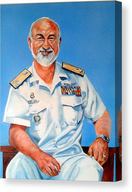  Canvas Print featuring the painting R Adm Koos Louw by Tim Johnson