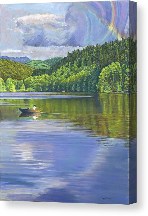 Birdseye Art Studio Canvas Print featuring the painting Lake Padden - View from the Alex Johnston Memorial Bench by Nick Payne