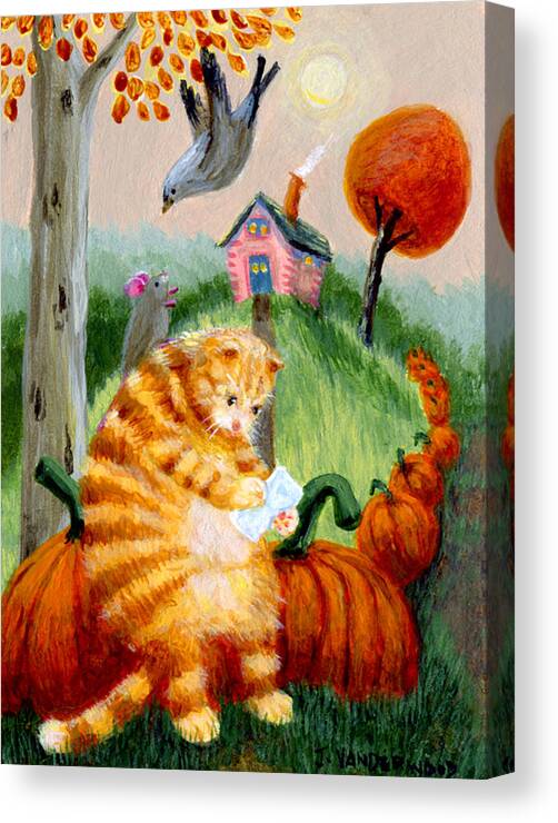 Orange Tabby Cat Canvas Print featuring the painting Reading A Letter by Jacquelin L Westerman