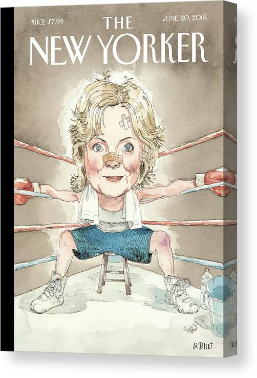 Hillary Clinton Canvas Print featuring the painting Ready For A Fight by Barry Blitt