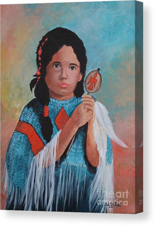 Indian Girl Canvas Print featuring the painting Ready for the Pow Wow by Bob Williams