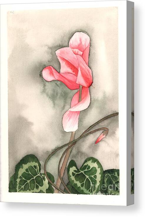Cyclamen Canvas Print featuring the painting Red Cyclamen by Hilda Wagner