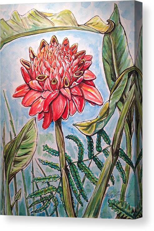 Flower Canvas Print featuring the painting Red Torch by Kelly Smith