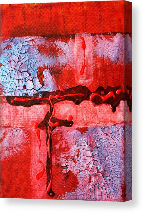 Abstract Canvas Print featuring the painting Red White and Blue by Nancy Merkle