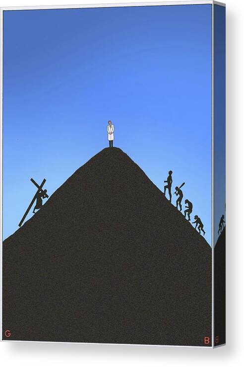 Science Canvas Print featuring the digital art Reflecting The View Between Science And Religion by Guy Billout