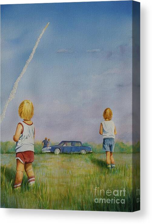 Discovery Canvas Print featuring the painting Return to Space by AnnaJo Vahle