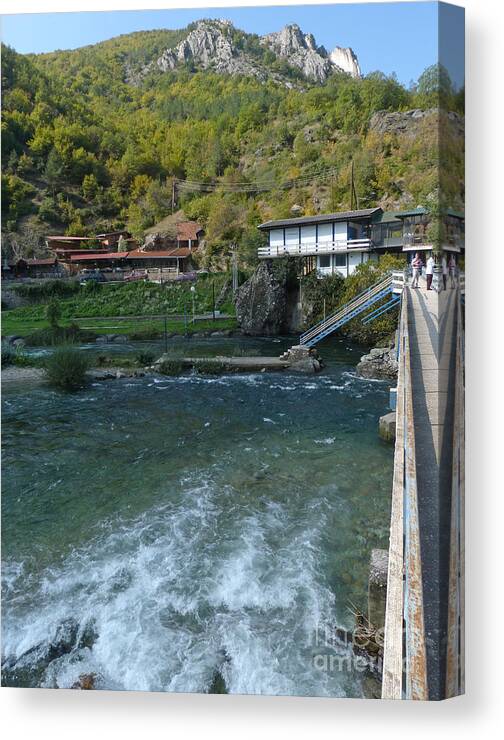 River Matka Canvas Print featuring the photograph River Matka - Skopje - Macedonia by Phil Banks