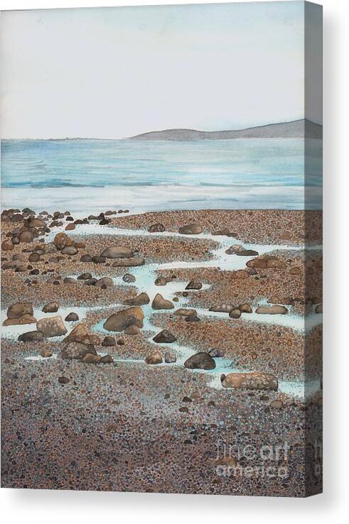 Tide Pools Canvas Print featuring the painting Rocky Beach by Hilda Wagner
