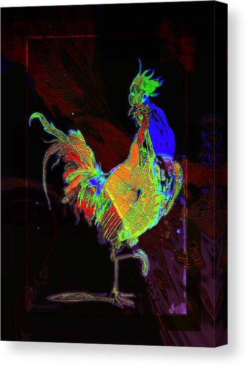 Rooster Canvas Print featuring the digital art Rooster by Mimulux Patricia No