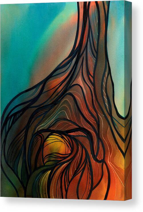 Trees Canvas Print featuring the painting Roots of Tree by Clark Lake by Johanna Axelrod