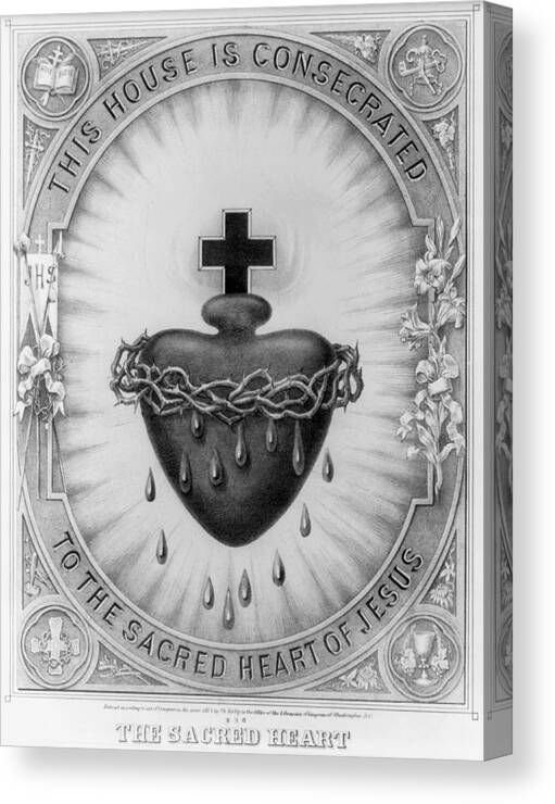 1874 Canvas Print featuring the painting Sacred Heart Of Jesus by Granger