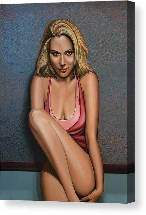 Scarlett Johansson Canvas Print featuring the painting Scarlett Johansson by Paul Meijering