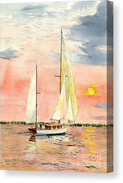 Sailing Boat Canvas Print featuring the painting Sea Star by Melly Terpening