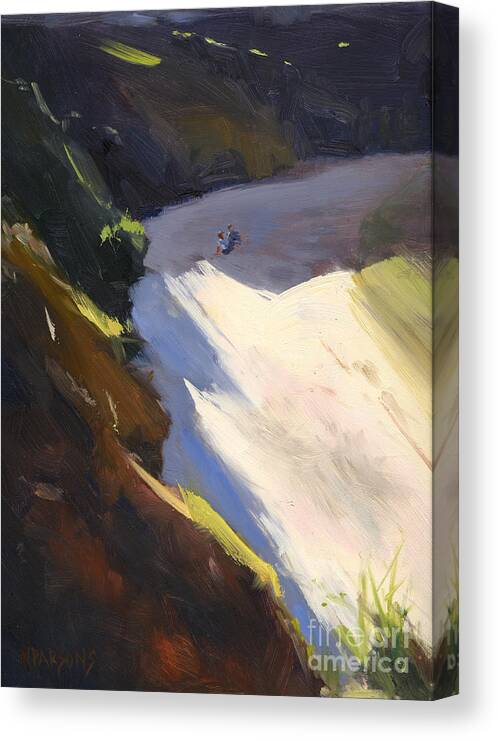 Australian Beach Canvas Print featuring the painting Seascape Drama after Colley Whisson by Nancy Parsons