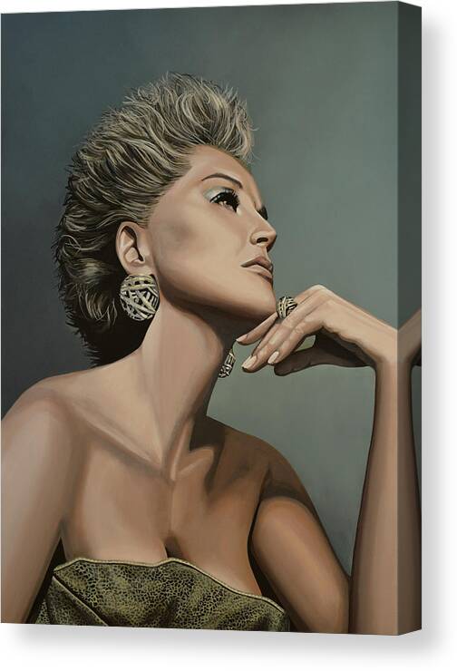 Sharon Stone Canvas Print featuring the painting Sharon Stone by Paul Meijering