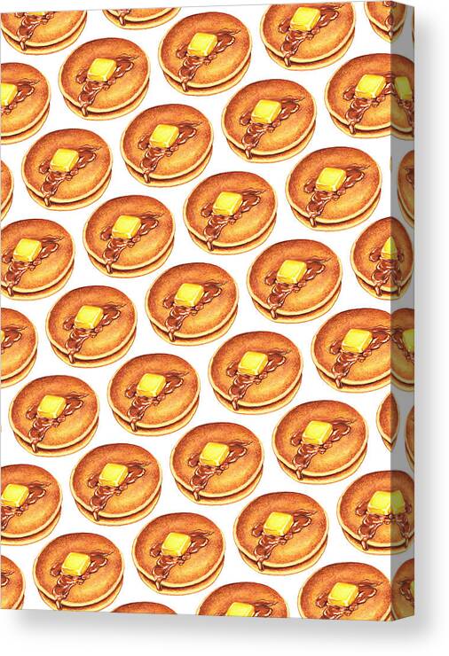 Pancakes Canvas Print featuring the painting Short Stack Pattern by Kelly Gilleran