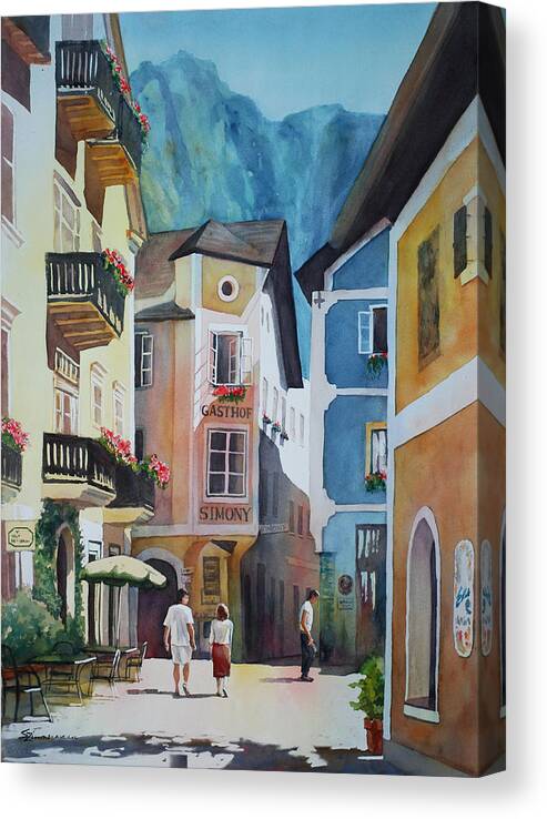 Simony Hotel Canvas Print featuring the painting Simony Hotel by Sue Zimmermann