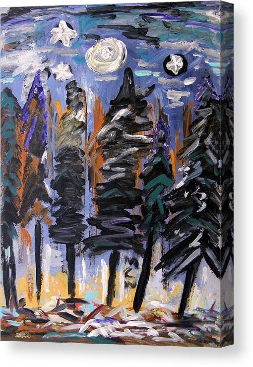 Stars Canvas Print featuring the painting Sky Above the Forest by Mary Carol Williams
