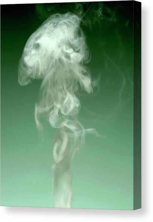 Backgrounds Canvas Print featuring the photograph Smoke Against Green Background by Steven Puetzer