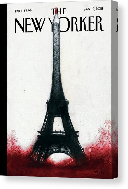 Charlie Hebdo Canvas Print featuring the painting Solidarite by Ana Juan