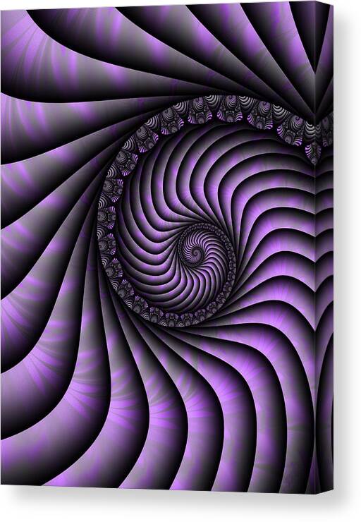 Digital Art Canvas Print featuring the digital art Spiral Purple and Grey by Gabiw Art