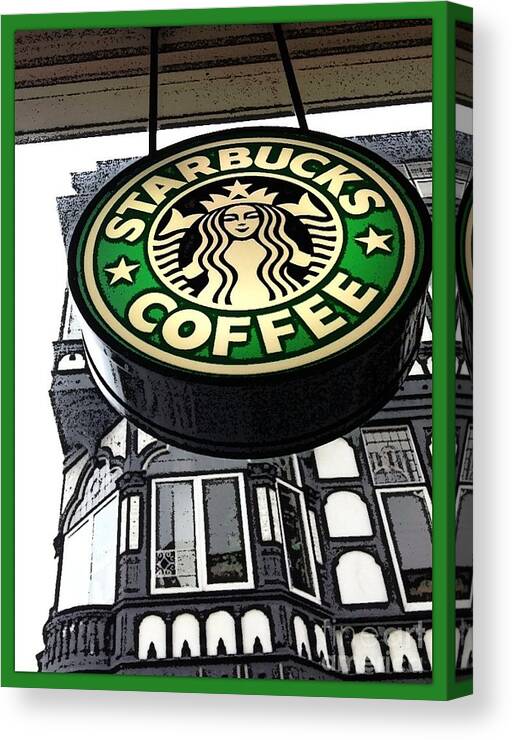 Starbucks Canvas Print featuring the photograph Starbucks Logo by Joan-Violet Stretch