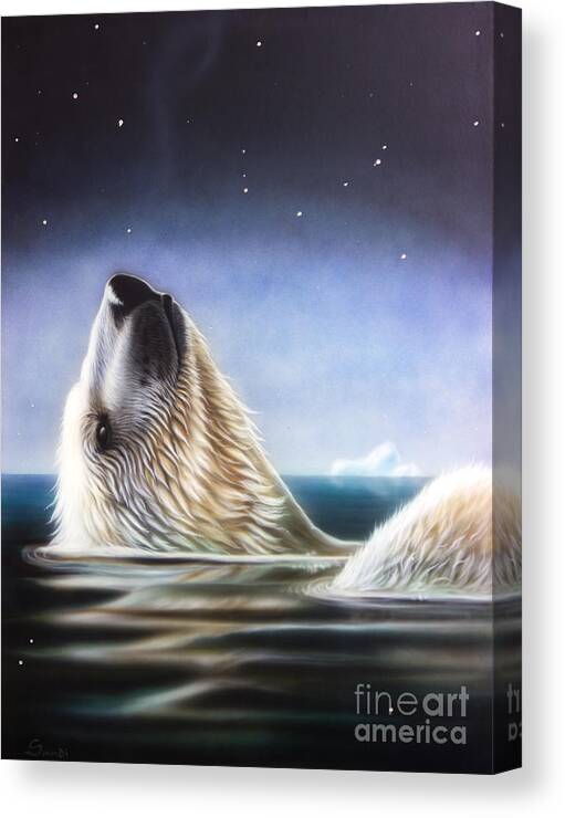 Polar Bear Canvas Print featuring the painting Starshine by Sandi Baker