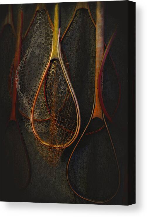 Unique Fishing Art Canvas Print featuring the photograph Still life - fishing nets by Jeff Burgess