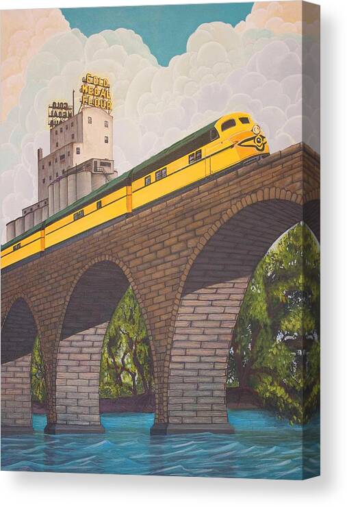 Stone Arch Bridge Canvas Print featuring the painting Stone Arch Bridge by Jude Labuszewski