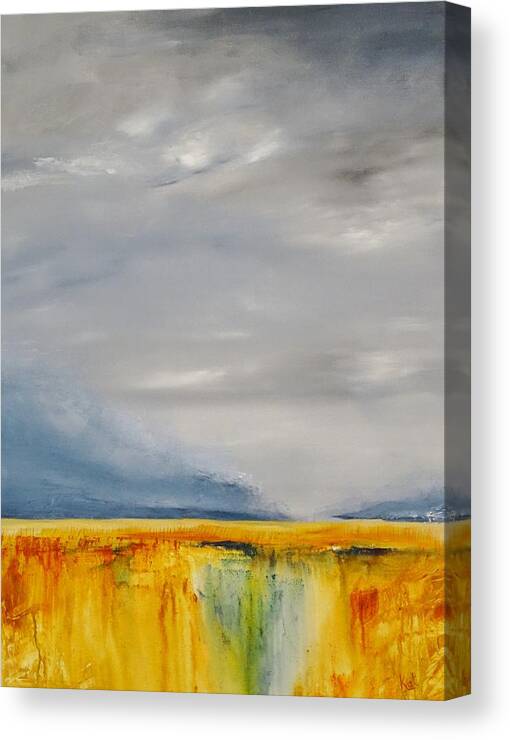 Abstract Canvas Print featuring the painting Storm on the Horizon by Kat McClure