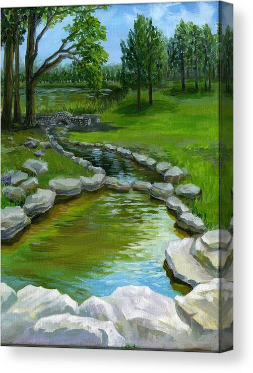 Landscape Canvas Print featuring the painting Summer at Saint Louis Forest Park by Ping Yan
