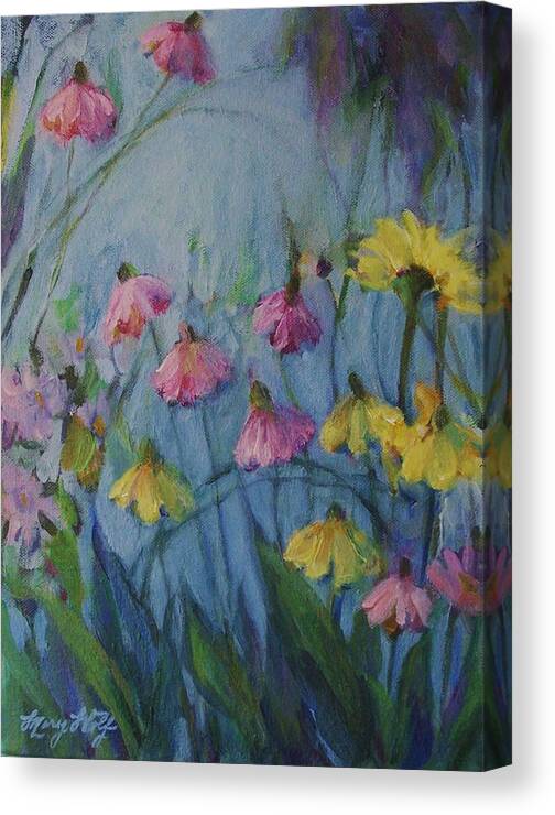 Wildflower Art Canvas Print featuring the painting Summer Flower Garden by Mary Wolf