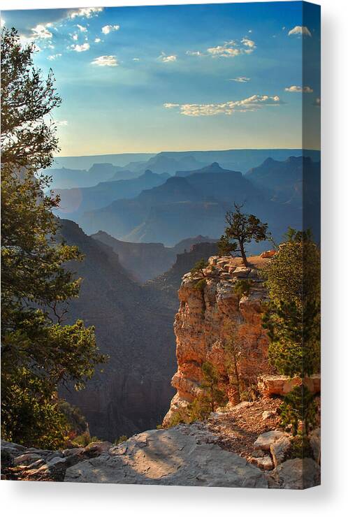 Grand Canyon Wall Art Canvas Print featuring the photograph Sun Setting on Grand Canyon by Gregory Ballos