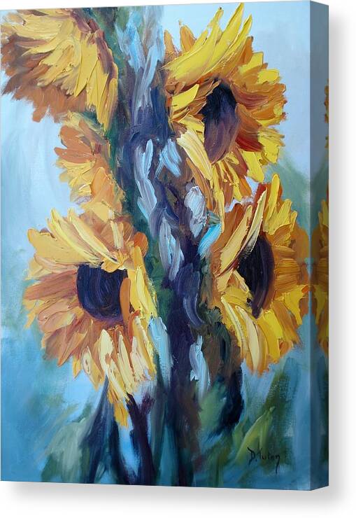 Sunflowers Canvas Print featuring the painting Sunflowers II by Donna Tuten