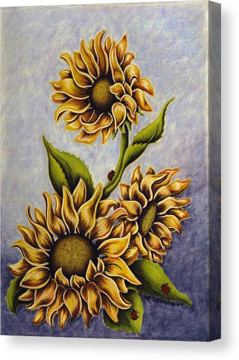 Pastel Canvas Print featuring the painting Sunflowers by Lori Sutherland