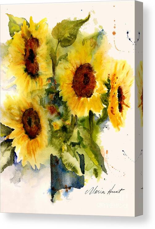 Sunflowers In A Vase Canvas Print featuring the painting Autumn's Sunshine by Maria Hunt