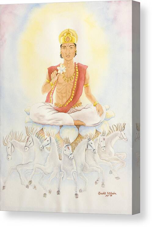 Vedic Astrology Canvas Print featuring the painting Surya the Sun by Srishti Wilhelm