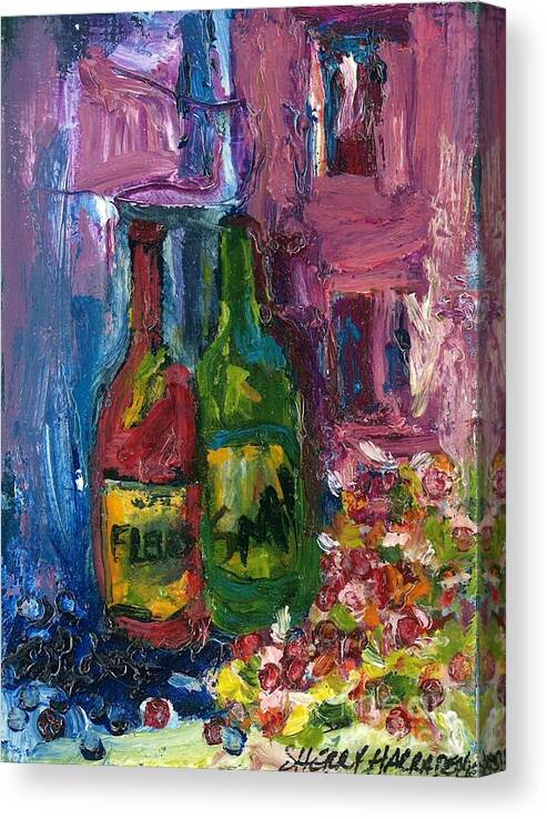 Geraniums Canvas Print featuring the painting Thats A Vino by Sherry Harradence