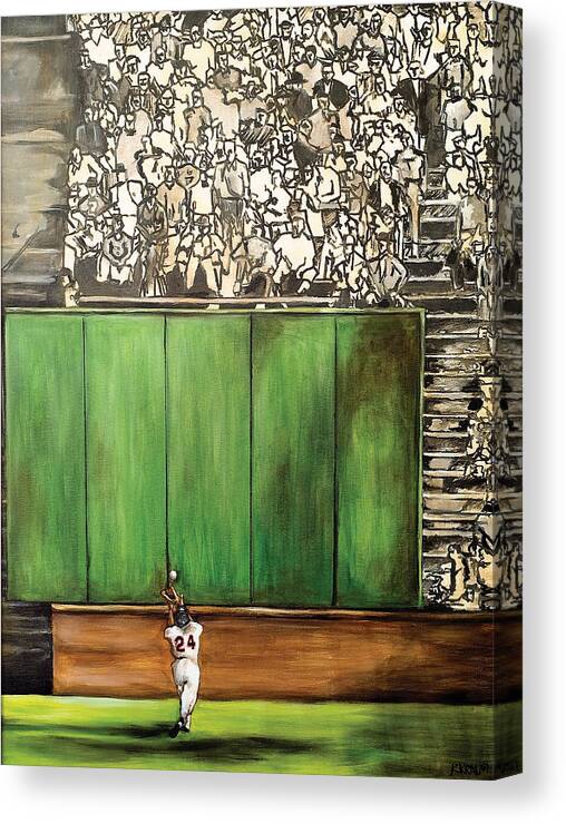 Baseball Art Canvas Print featuring the painting The Catch by Katia Von Kral