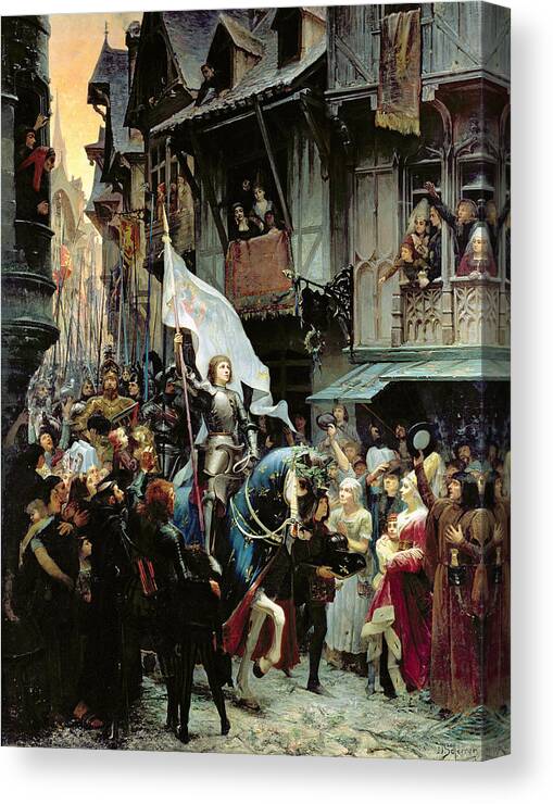 Joan Of Arc Canvas Print featuring the painting The Entrance Of Joan Of Arc into Orleans by Jean-Jacques Scherrer