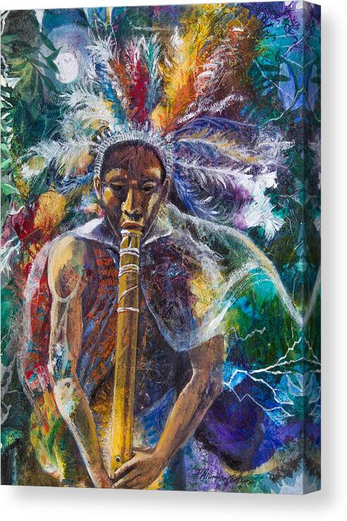 Flute-player Canvas Print featuring the painting The Flute Player by Patricia Allingham Carlson